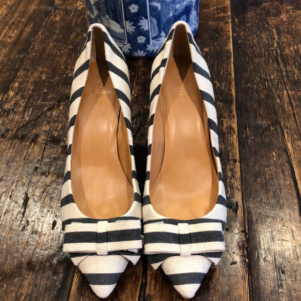 Black and white striped heels.